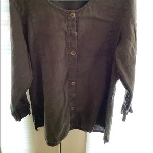 Women’s Flax button down top brown sz L